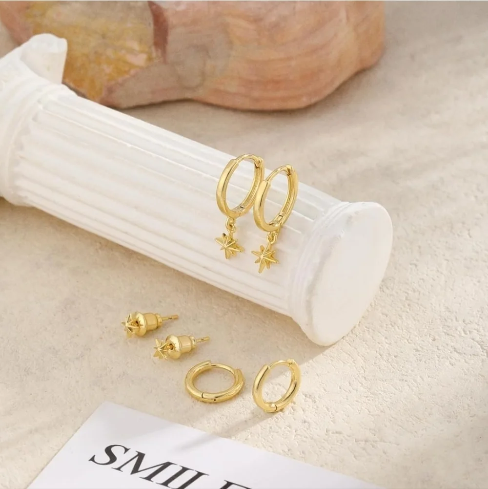 Gold Star Hoop Earrings